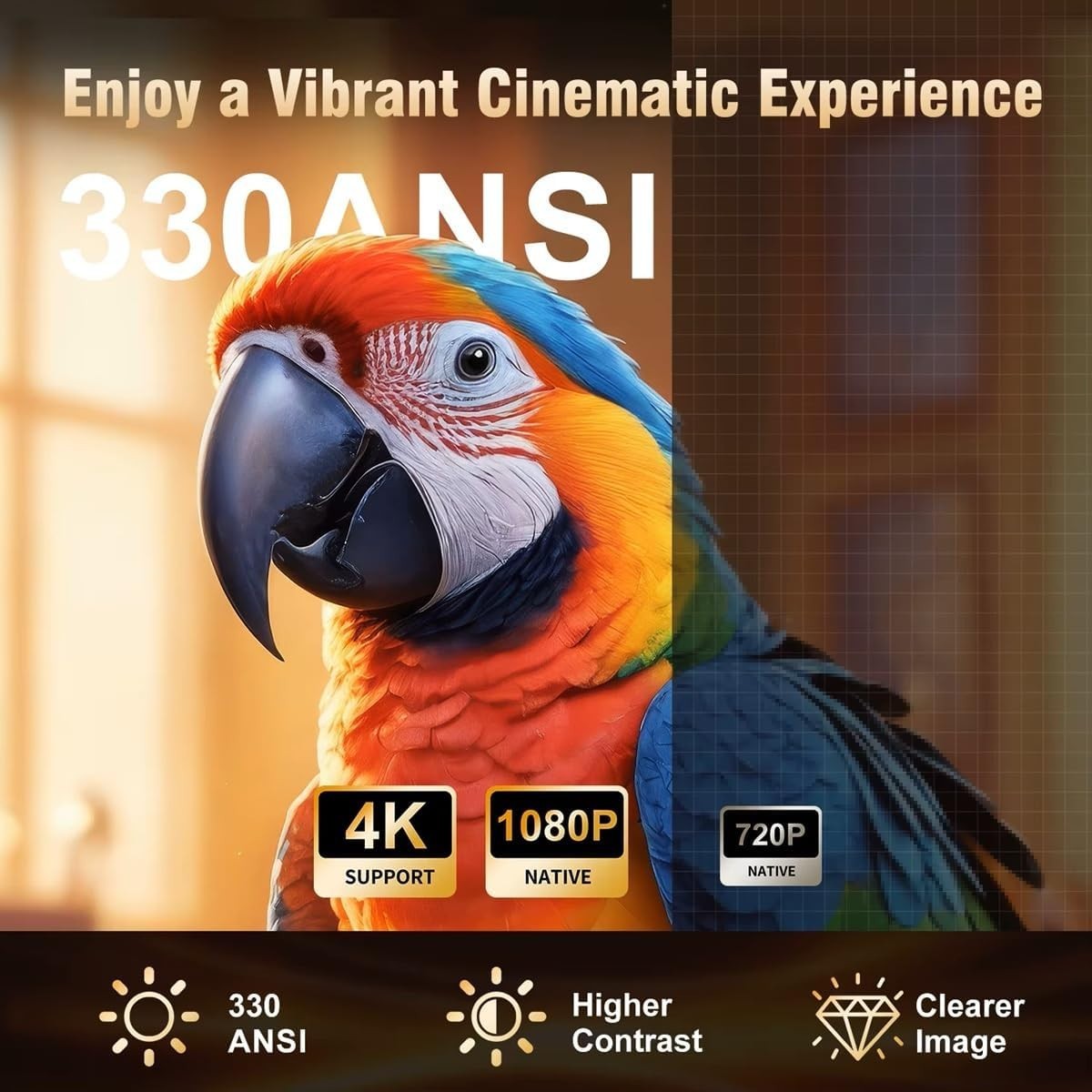 Mini 1080P Smart Projector Android 11 WiFi 6 Bluetooth Auto Focus