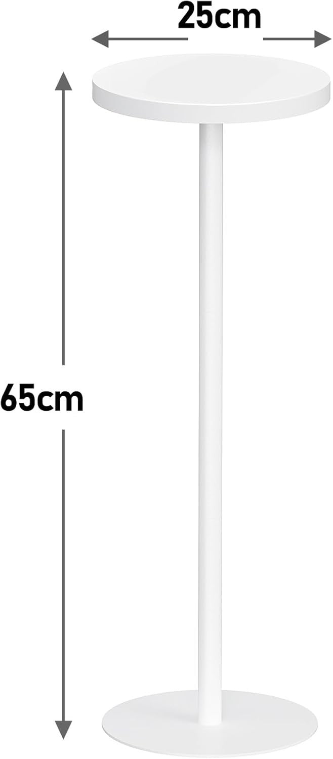 Tall Round Side Table Set of 2 – 25x25x70cm Small End Table White