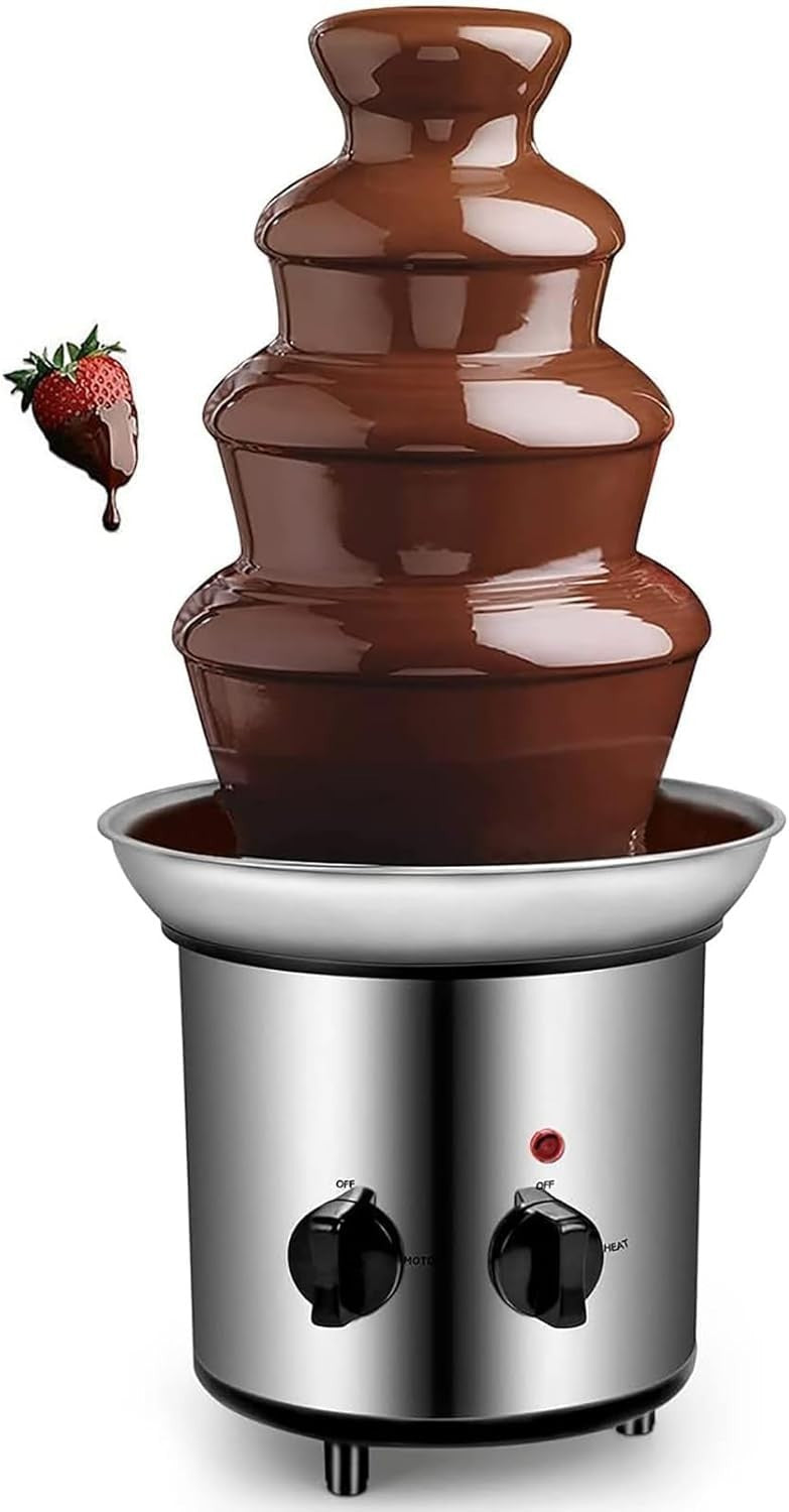 4 Tier Chocolate Fountain Machine 170W Electric Fondue Melter 220V