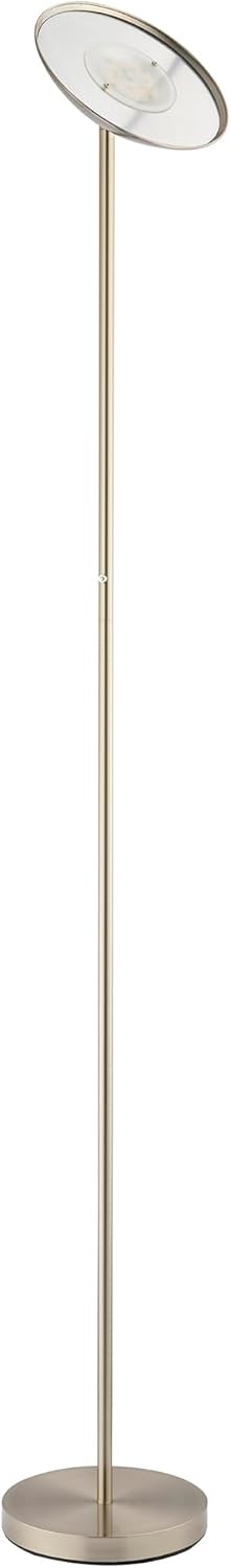 Satin Nickel LED Uplighter Floor Lamp Dimmable Adjustable Head Warm White