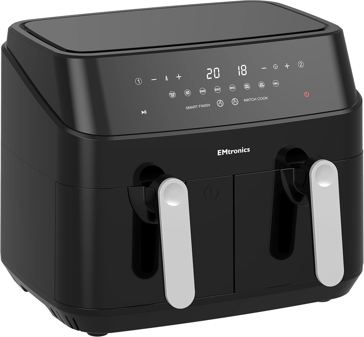 9L Dual Drawer Air Fryer + 20L 700W Microwave Set 5 Power Levels Black