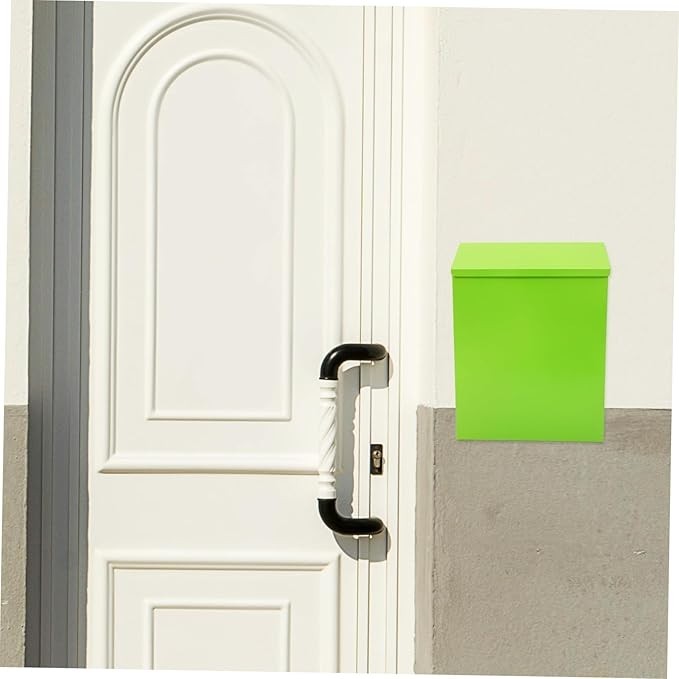 Lockable Wall Mount Mailbox Vintage Green Secure Outdoor Post Box Slim Design