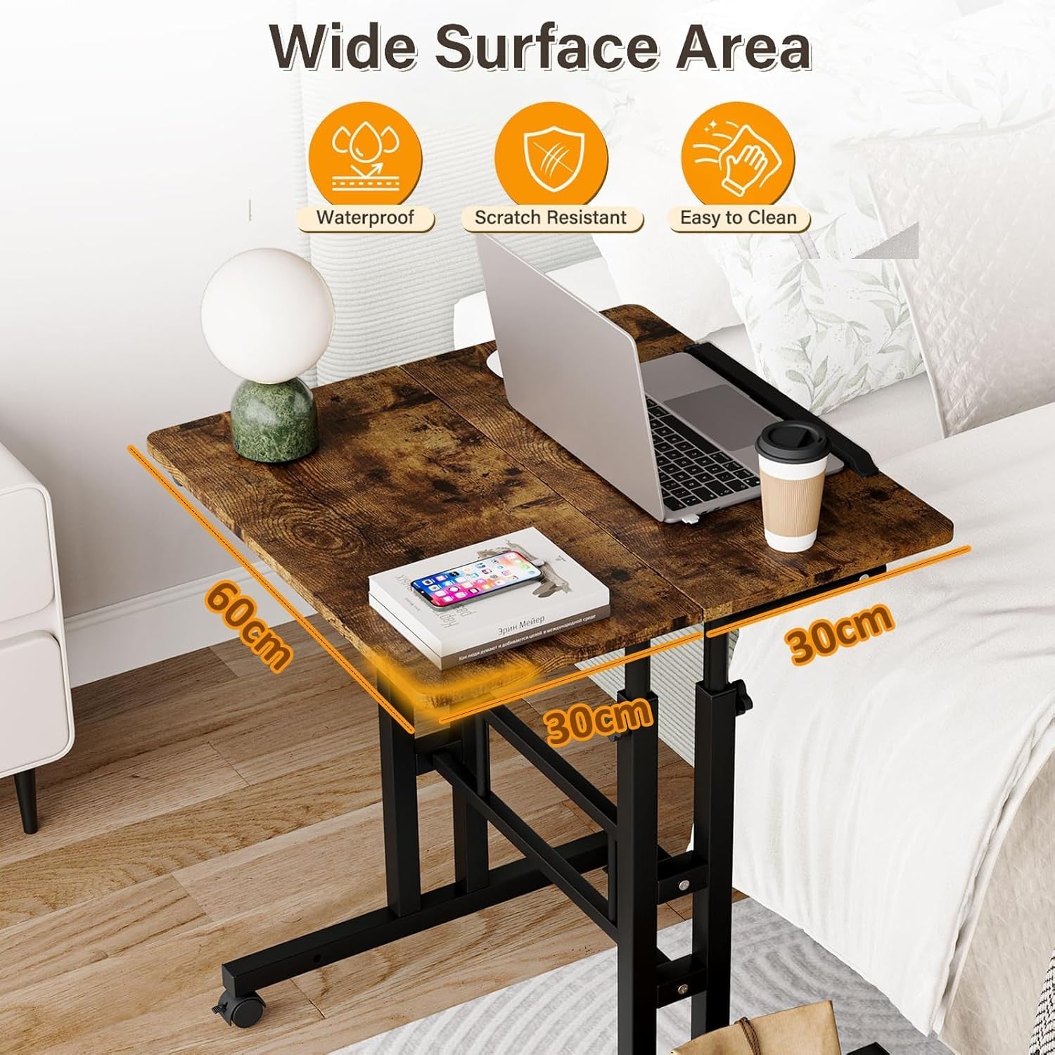 Adjustable Standing Desk with Wheels Sit Stand Laptop Table 60x60cm