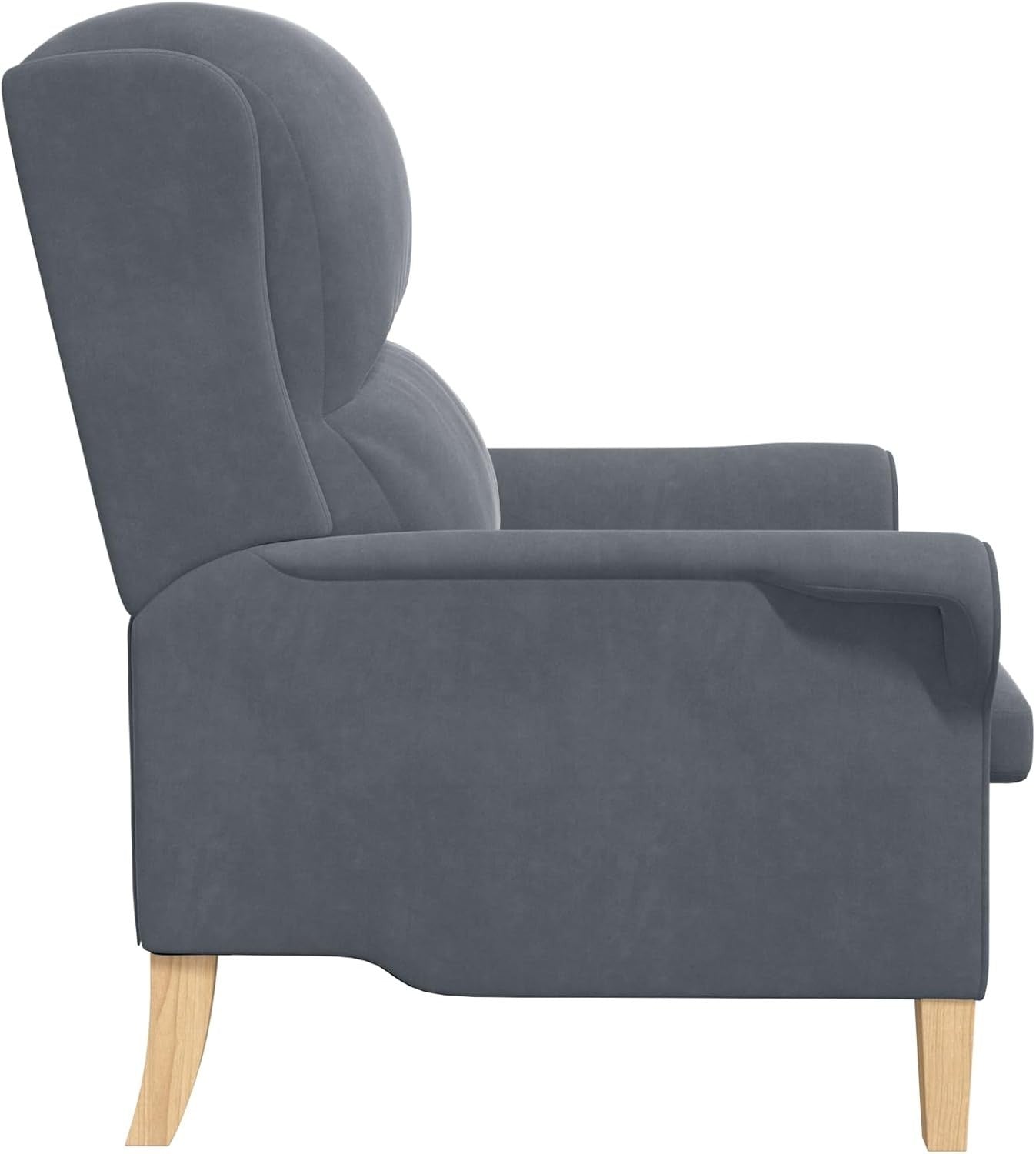 Grey Recliner Armchair Fabric Wingback Chair Wood Legs Lounge