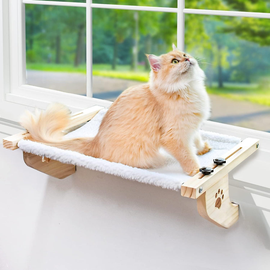 Cat Window Hammock Perch Wood Metal Frame Adjustable Large Cat Bed