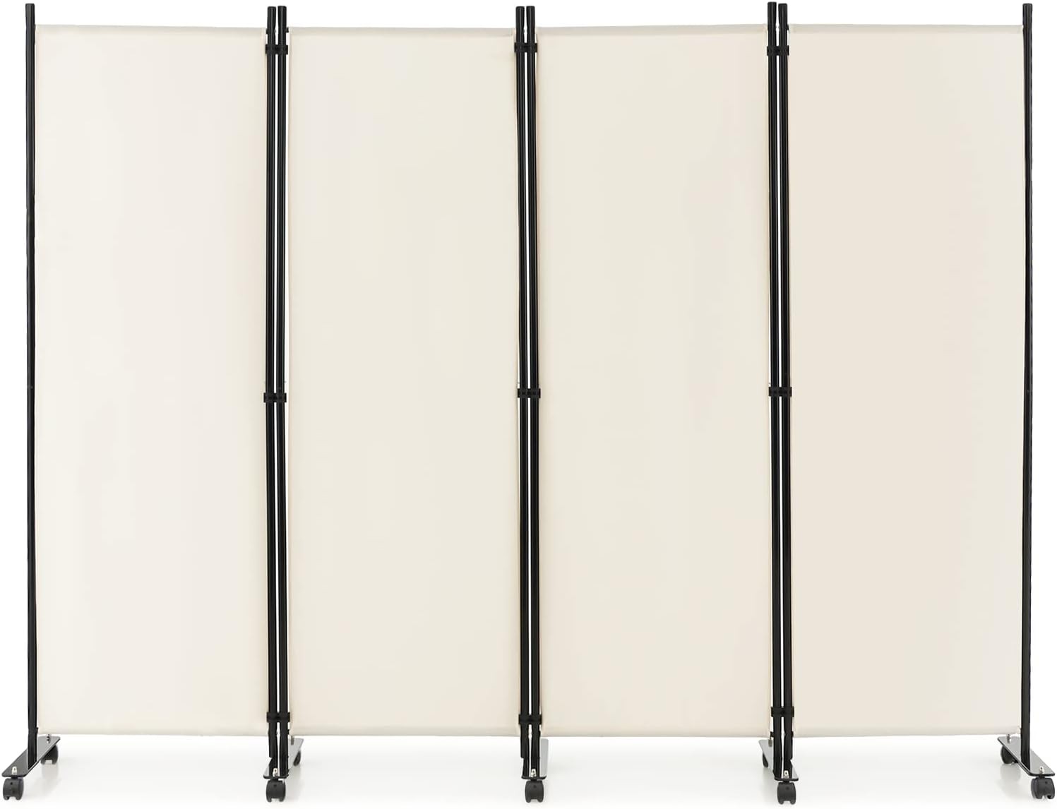 4-Panel White Folding Room Divider 224x30x172cm Privacy Screen Partition