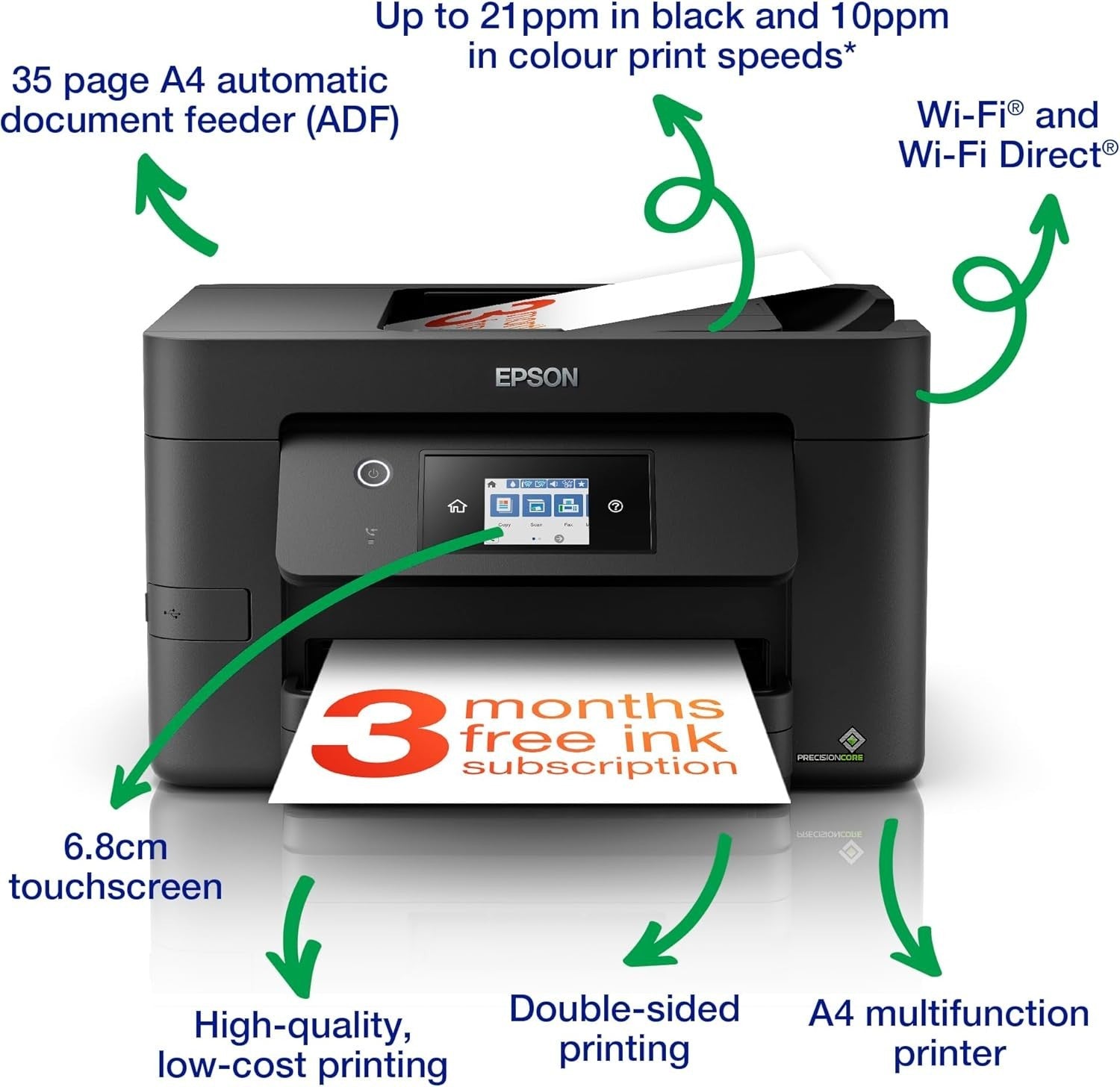 A4 Wireless Colour Printer Scanner Copier Fax Auto-Duplex Black