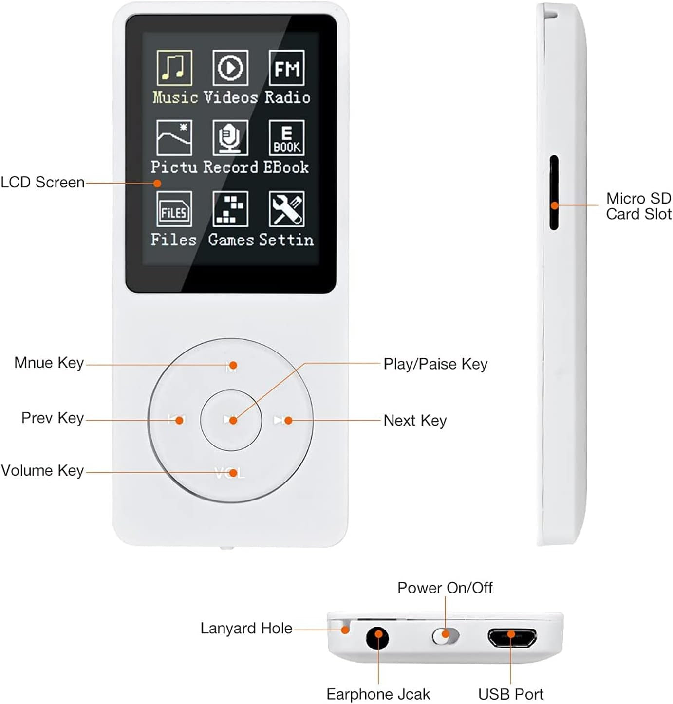 8GB MP3/MP4 Digital Music Player Portable FM Radio & Voice Recorder