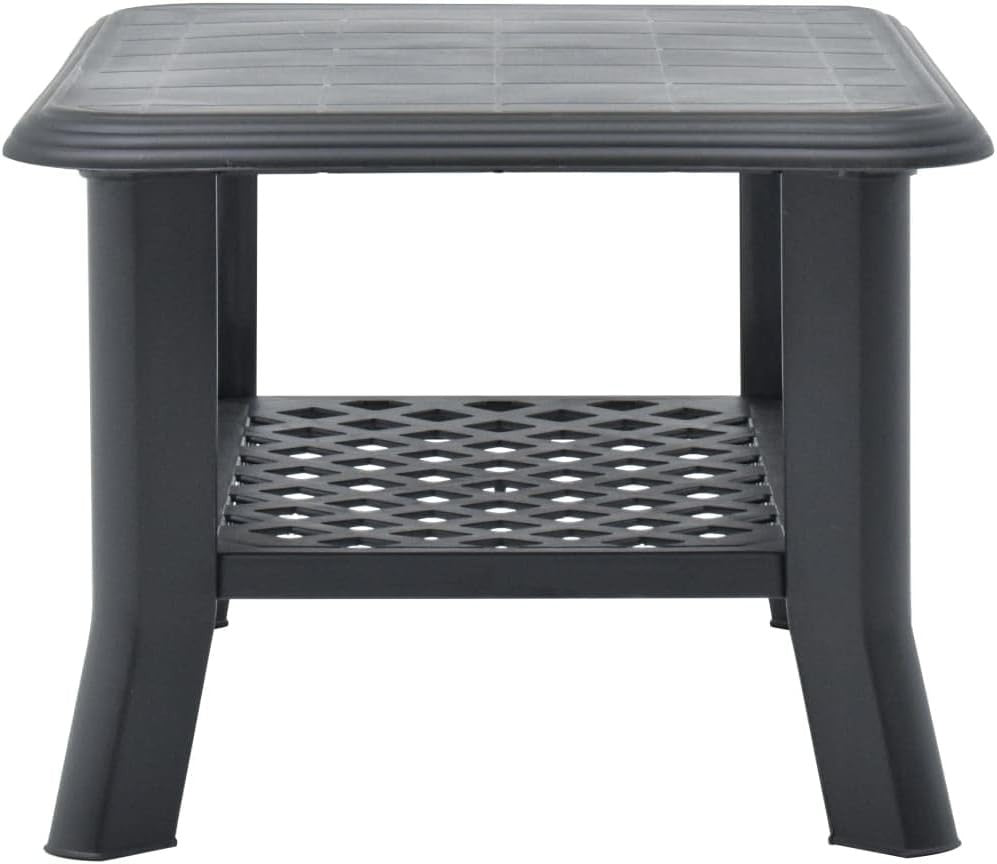 Anthracite Outdoor Coffee Table with Storage Shelf, Weather-Resistant 90x60x46cm