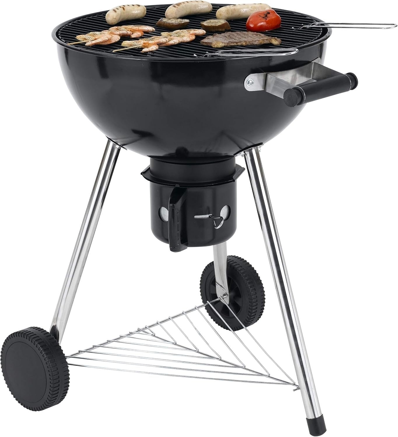 Large Charcoal Kettle BBQ Grill 54cm Outdoor Garden Barbecue with Wheels Lid