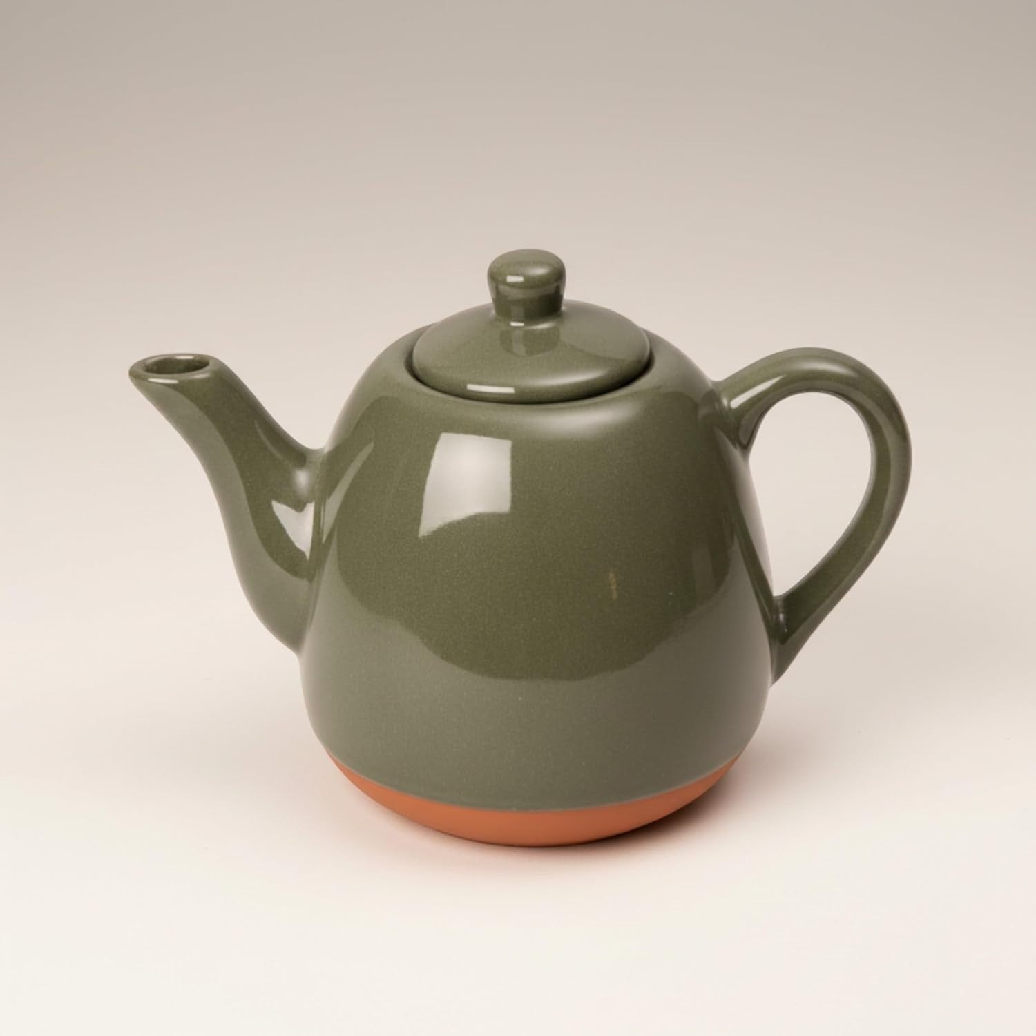 Terracotta Teapot 800ml Olive Green Glazed Rustic Tea Pot Ceramic