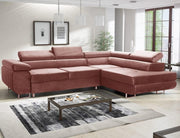 Modern Pink Corner Sofa Bed with Storage & Sleep Function 277x203cm