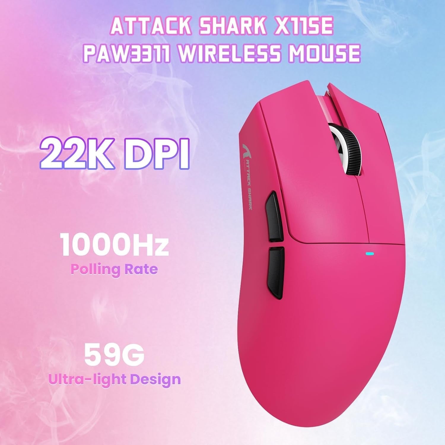 Wireless Gaming Mouse 22000 DPI 65H BT 2.4G USB Berry Red
