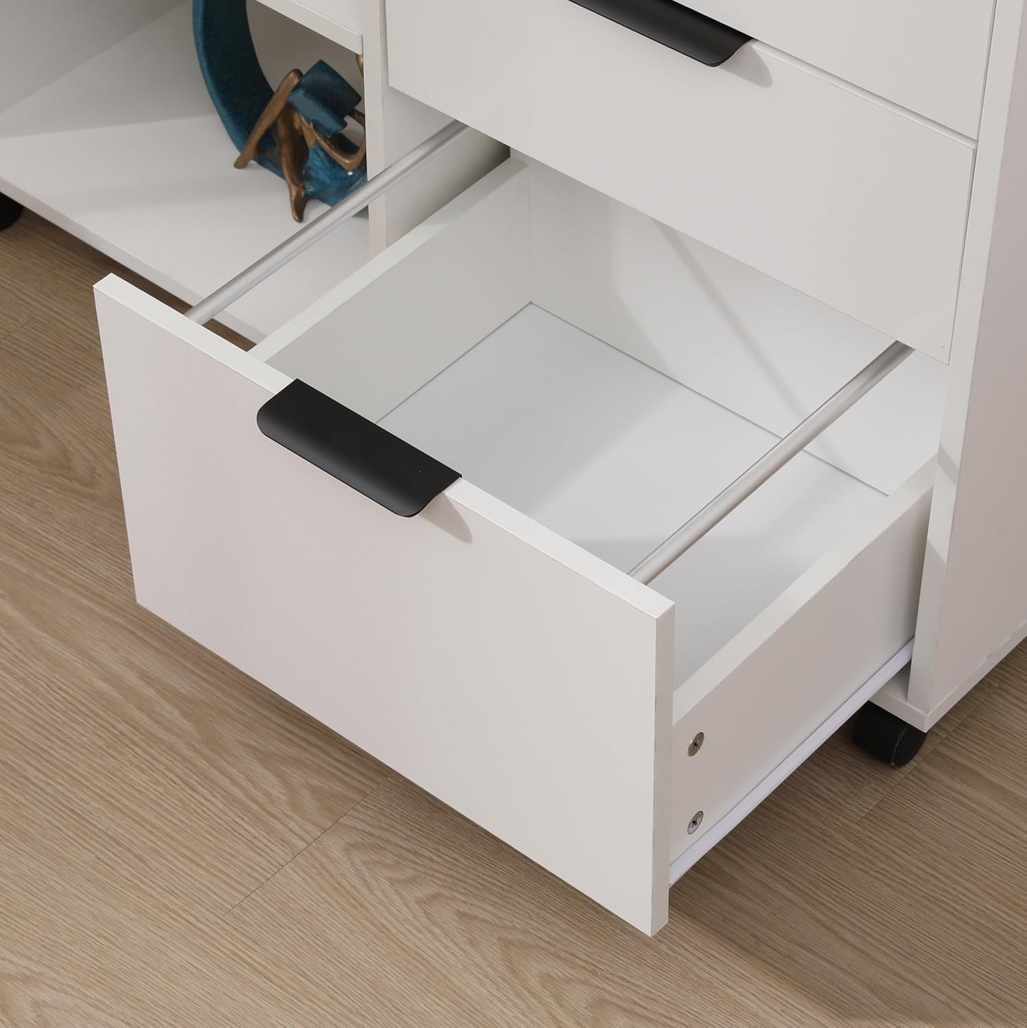 Right Hand Under Desk Caddy 3 Drawer Rolling Office Storage Printer Stand
