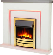 42" Electric Fireplace Suite with Brass Trim, Flame Effect & Remote Control