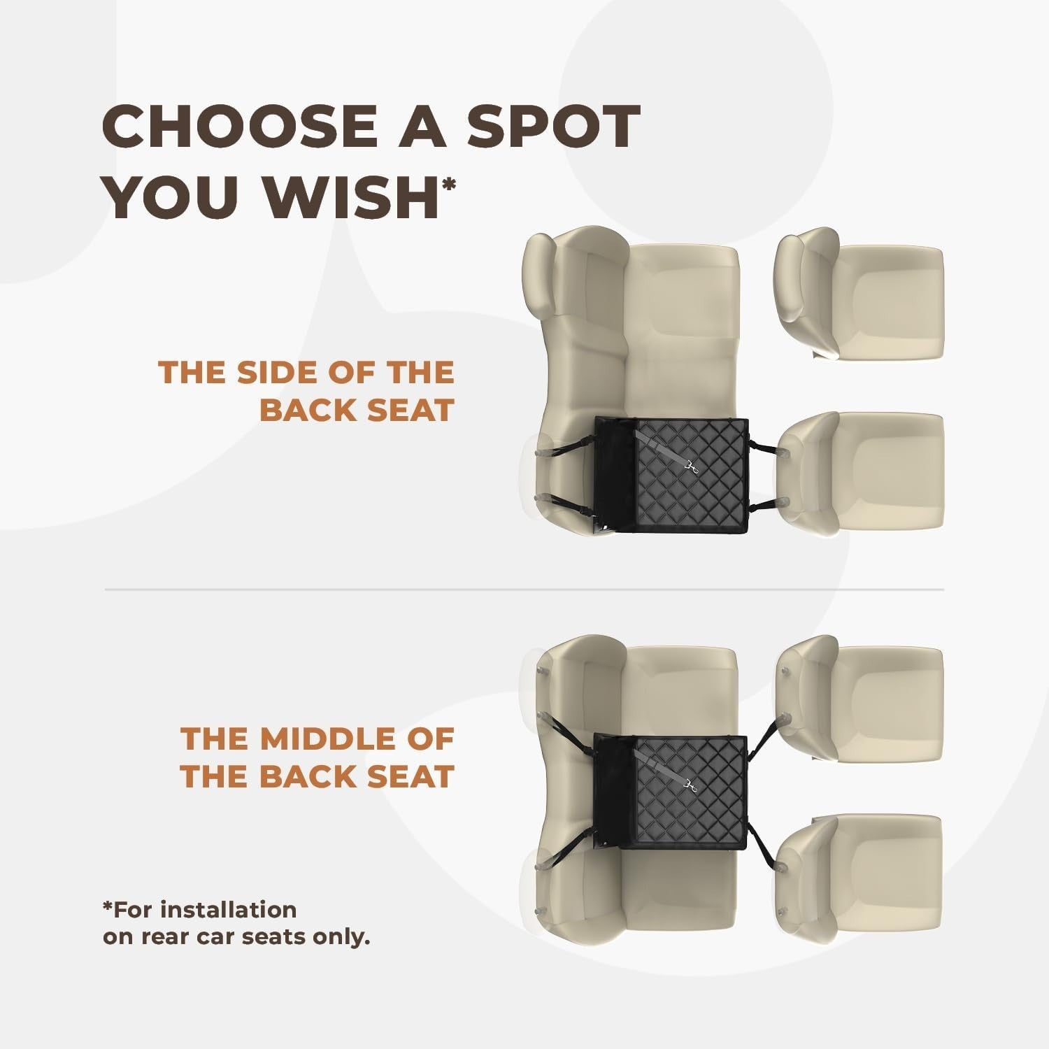 Waterproof Dog Booster Car Seat Rear Seat Travel Bed Safety Belt
