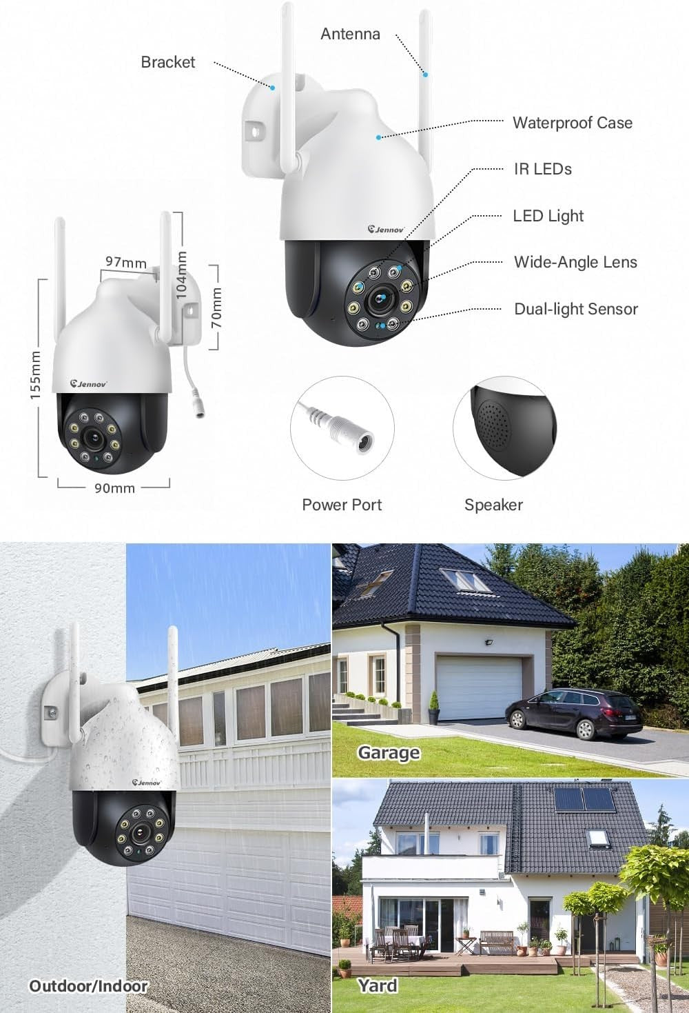 5MP WiFi Security Camera Add On PTZ Auto Tracking 24/7 Recording