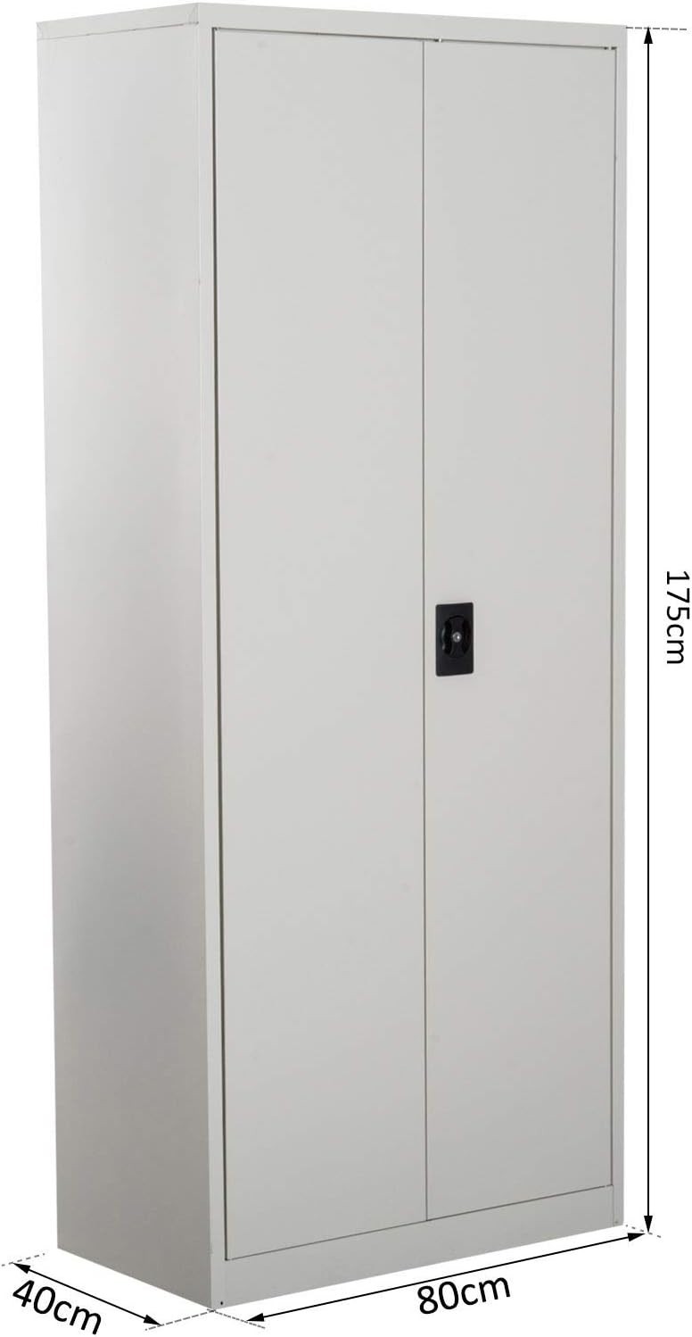 Cream Metal Filing Cabinet 2 Door Lockable Storage with Adjustable Shelf