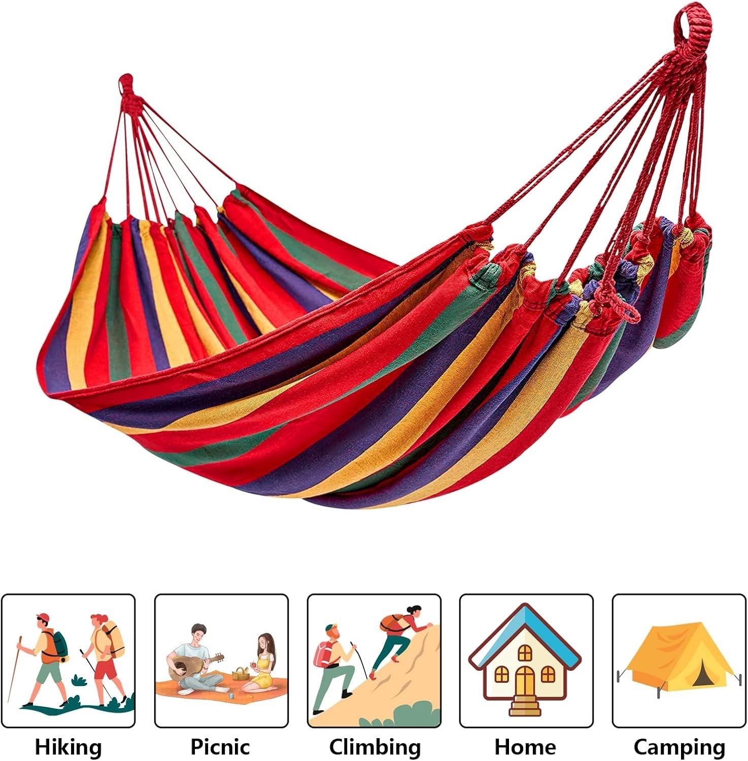 Portable Outdoor Camping Hammock Swing 190x150 cm with 150kg Load Capacity