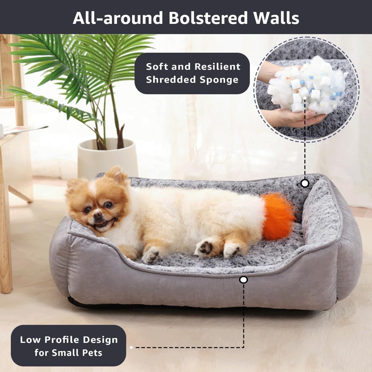 Large Dog Sofa Bed 90x70cm Washable Plush Calming Non Slip