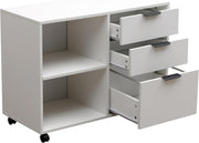 Right Hand Under Desk Caddy 3 Drawer Rolling Office Storage Printer Stand