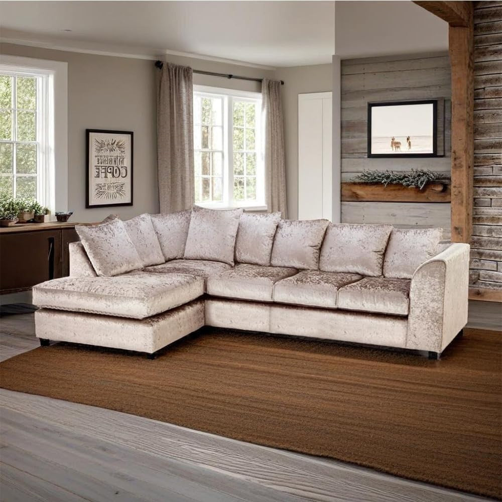 L Shape Mink Velvet Corner Sofa 5 Seater | Left Hand | Modular & Comfy