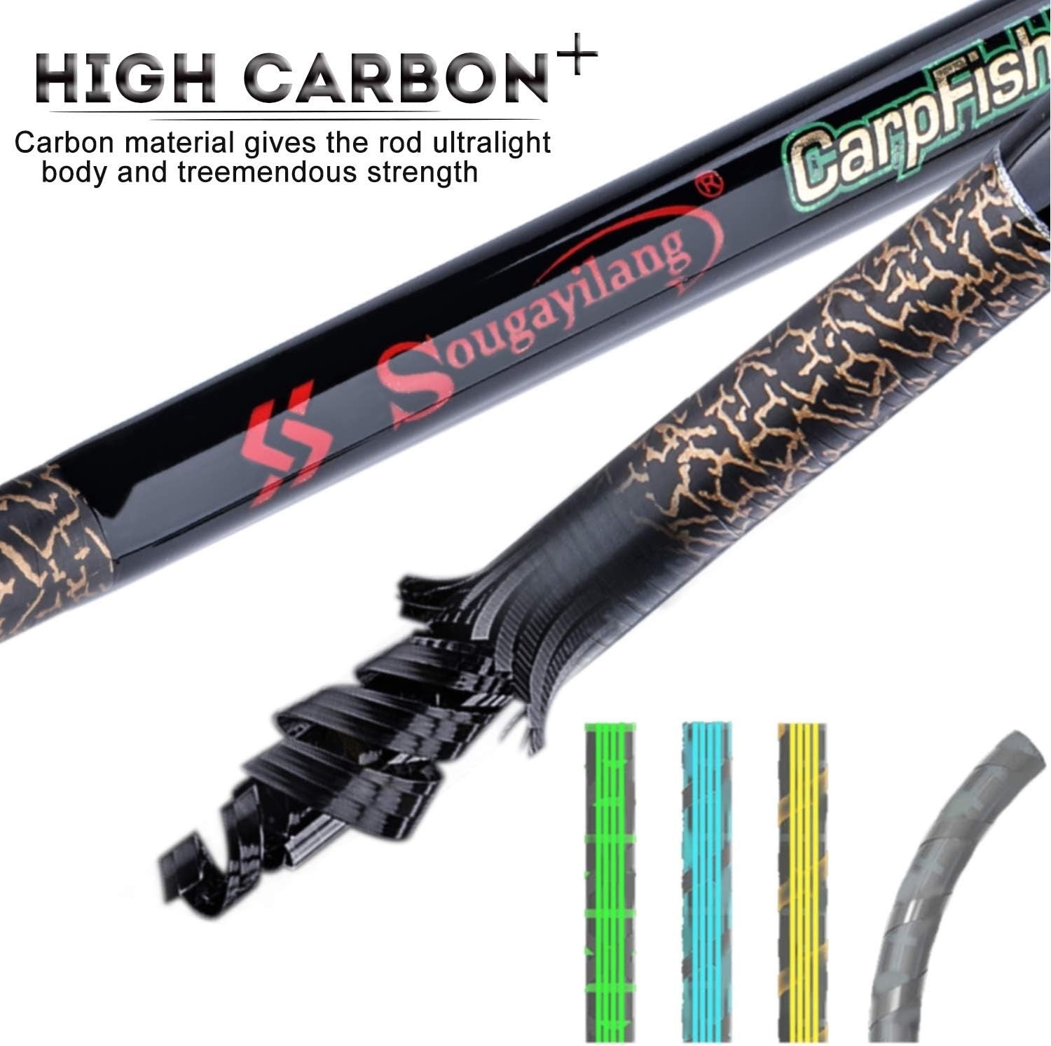 Portable 3m 5-Section Carp Fishing Rod | Super Hard Carbon Fiber Spinning