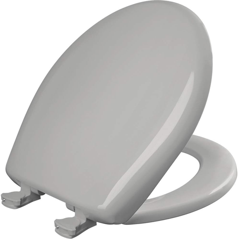 Round Toilet Seat Silver Soft Close STA-TITE Easy Remove Durable Plastic