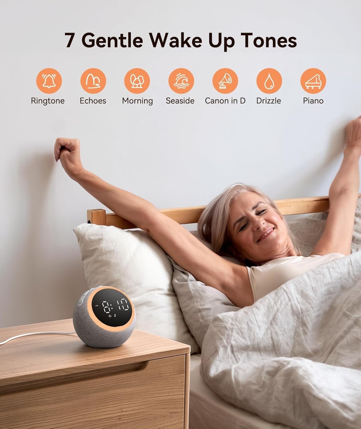 White Noise Sound Machine Alarm Clock Night Light 25 Sounds Sleep Aid
