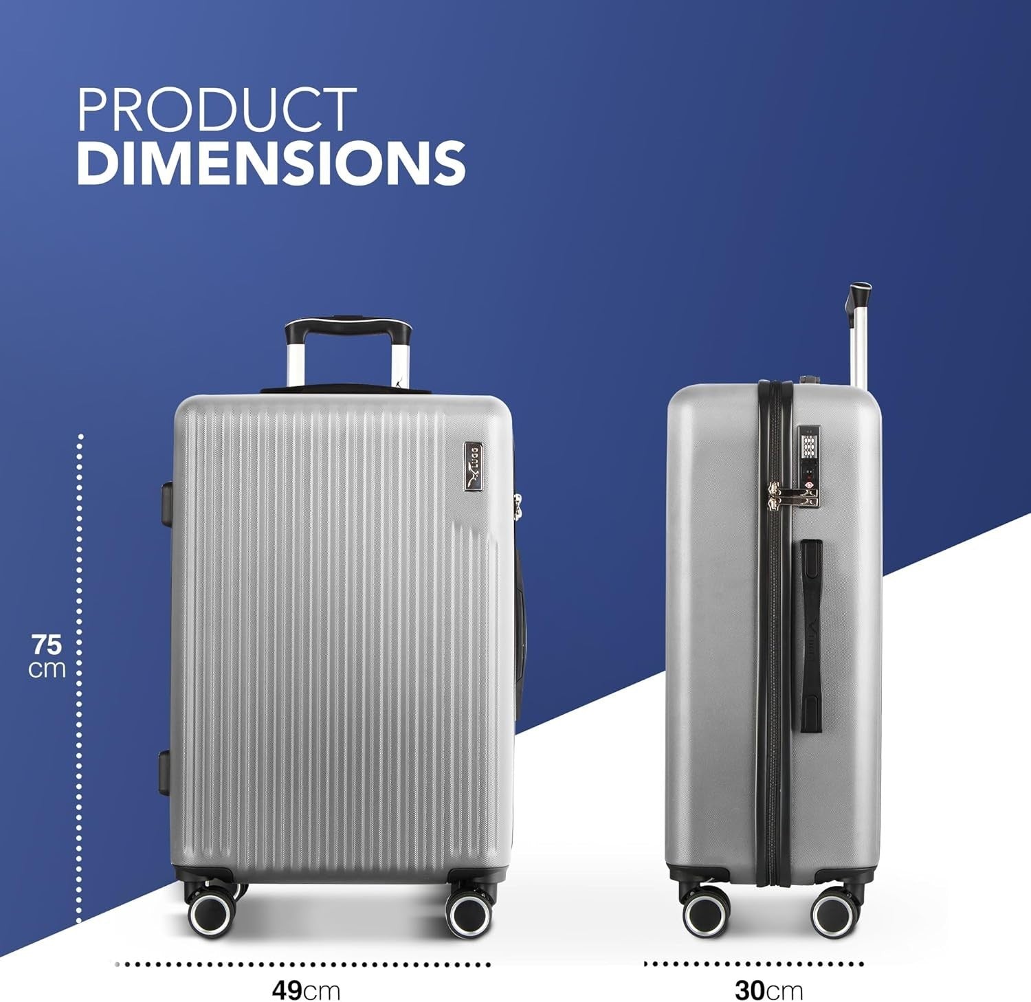 28in Extra Large Checked Suitcase ABS Hard Shell TSA Indent Lock Spinner