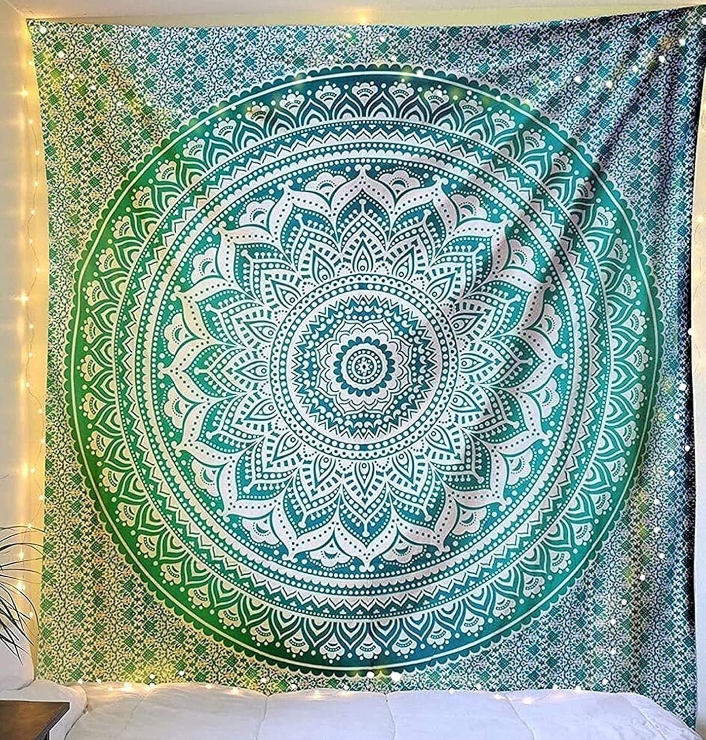 Sea Green Mandala Cotton Tapestry 230x274cm King Boho Decor