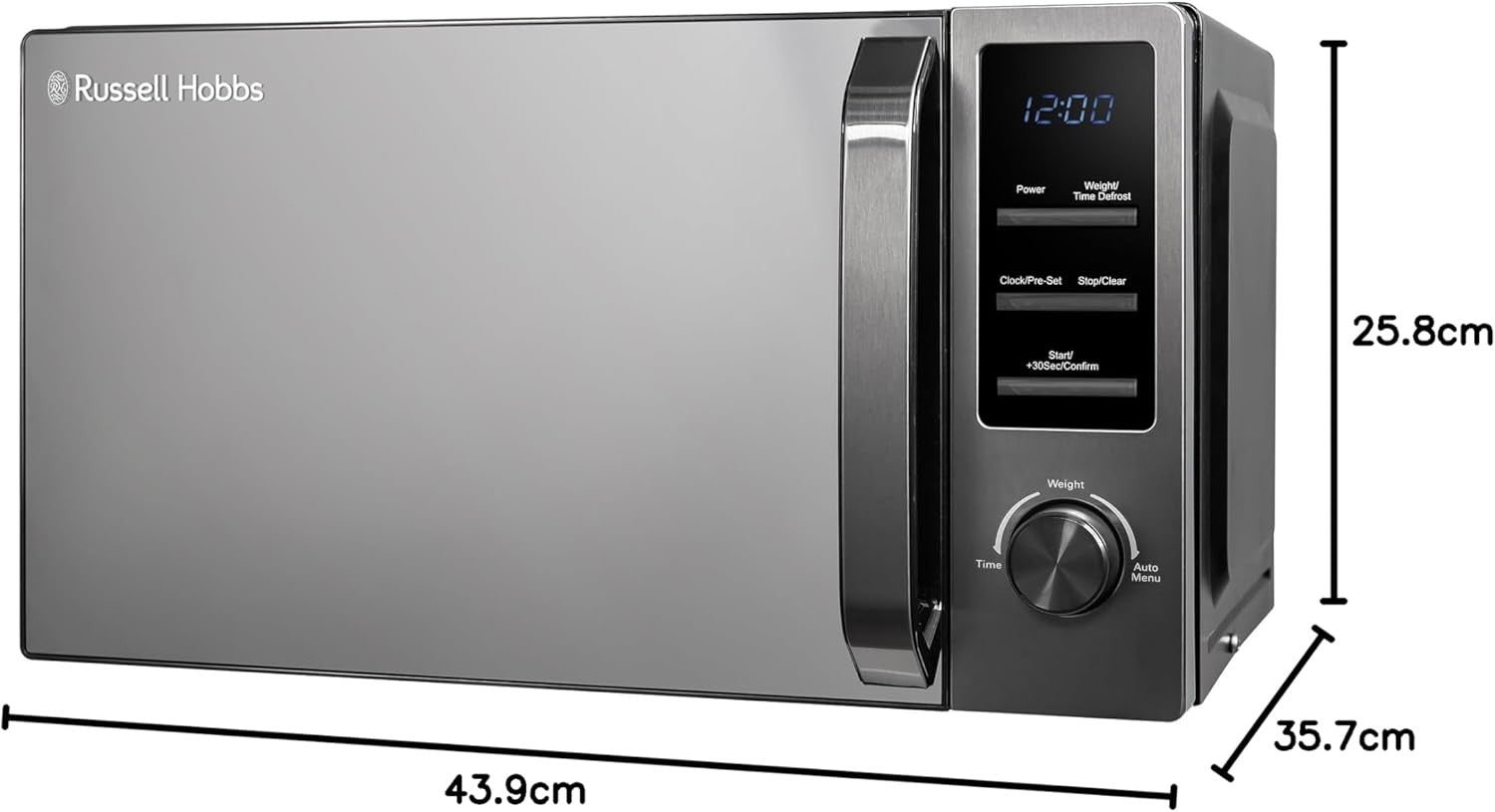 Russell Hobbs 20L 800W Digital Microwave 8 Auto Cook Menus Dark Steel