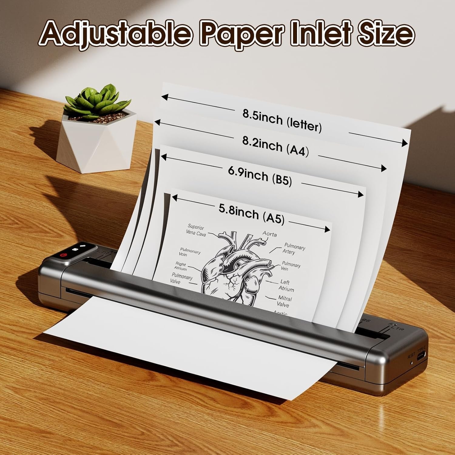 A4 Portable Wireless Thermal Printer 300DPI Black