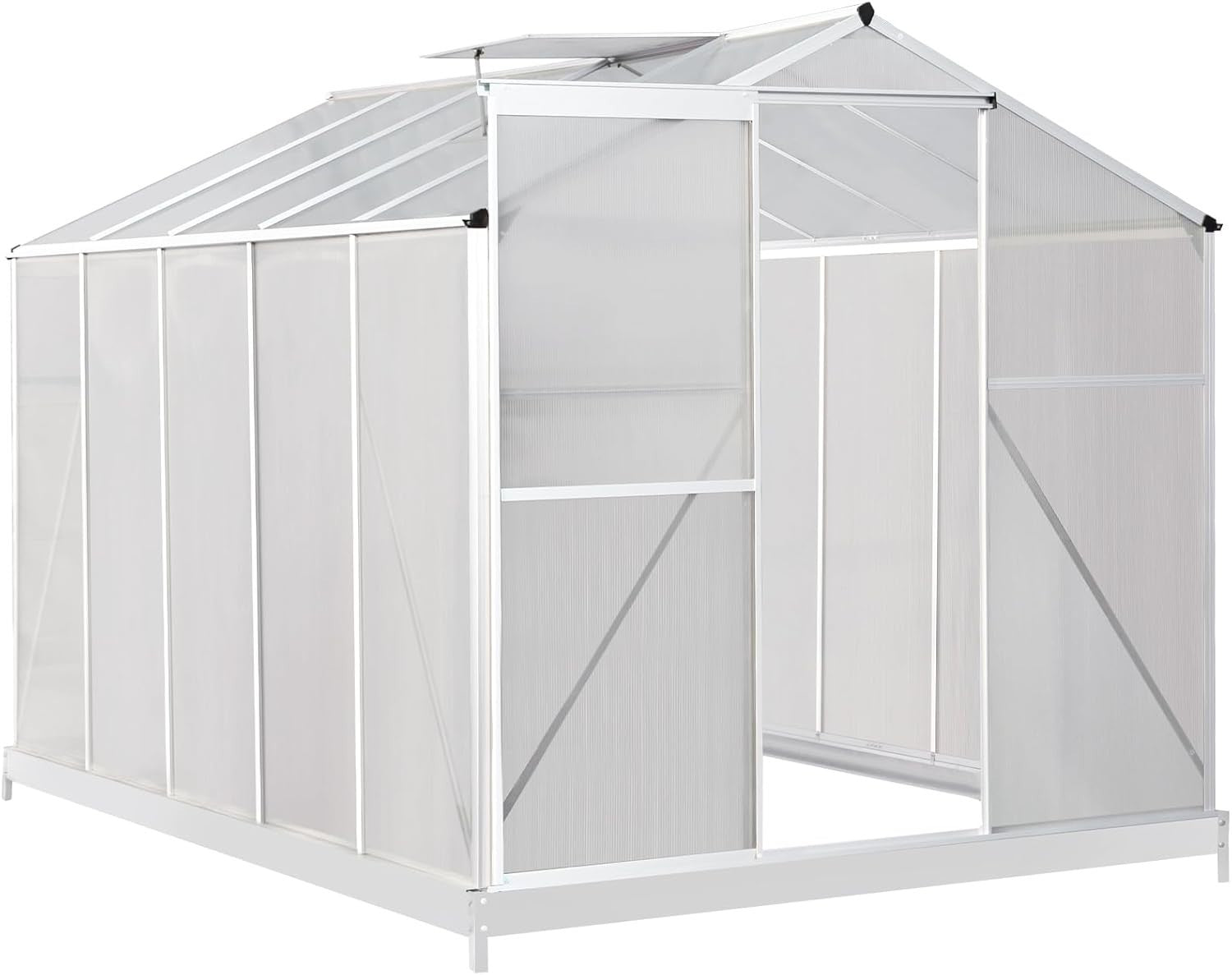 10x6FT Walk-In Polycarbonate Greenhouse with Base – Aluminium Frame
