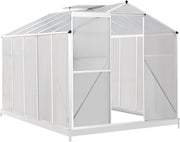 10x6FT Walk-In Polycarbonate Greenhouse with Base – Aluminium Frame