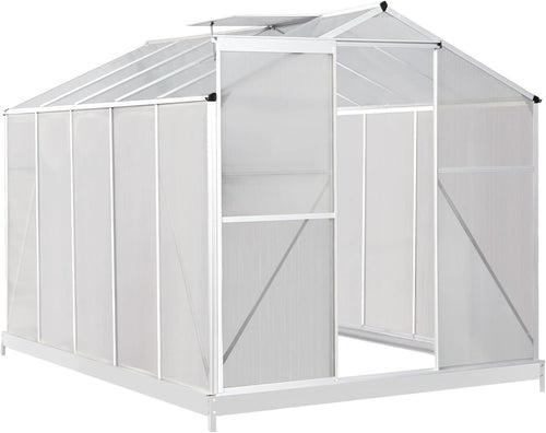 10x6FT Walk-In Polycarbonate Greenhouse with Base – Aluminium Frame
