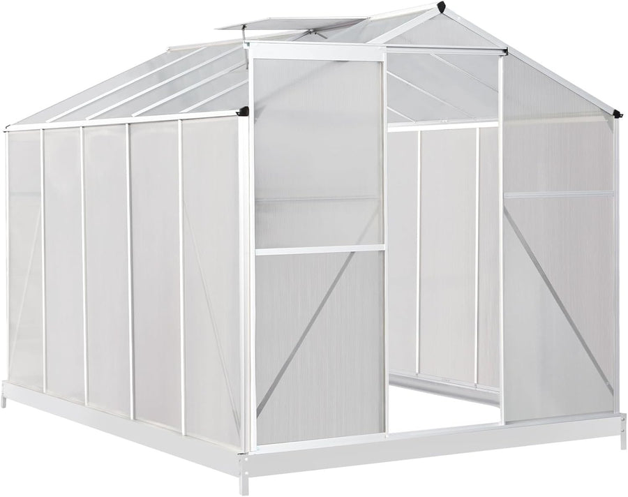 10x6FT Walk-In Polycarbonate Greenhouse with Base – Aluminium Frame