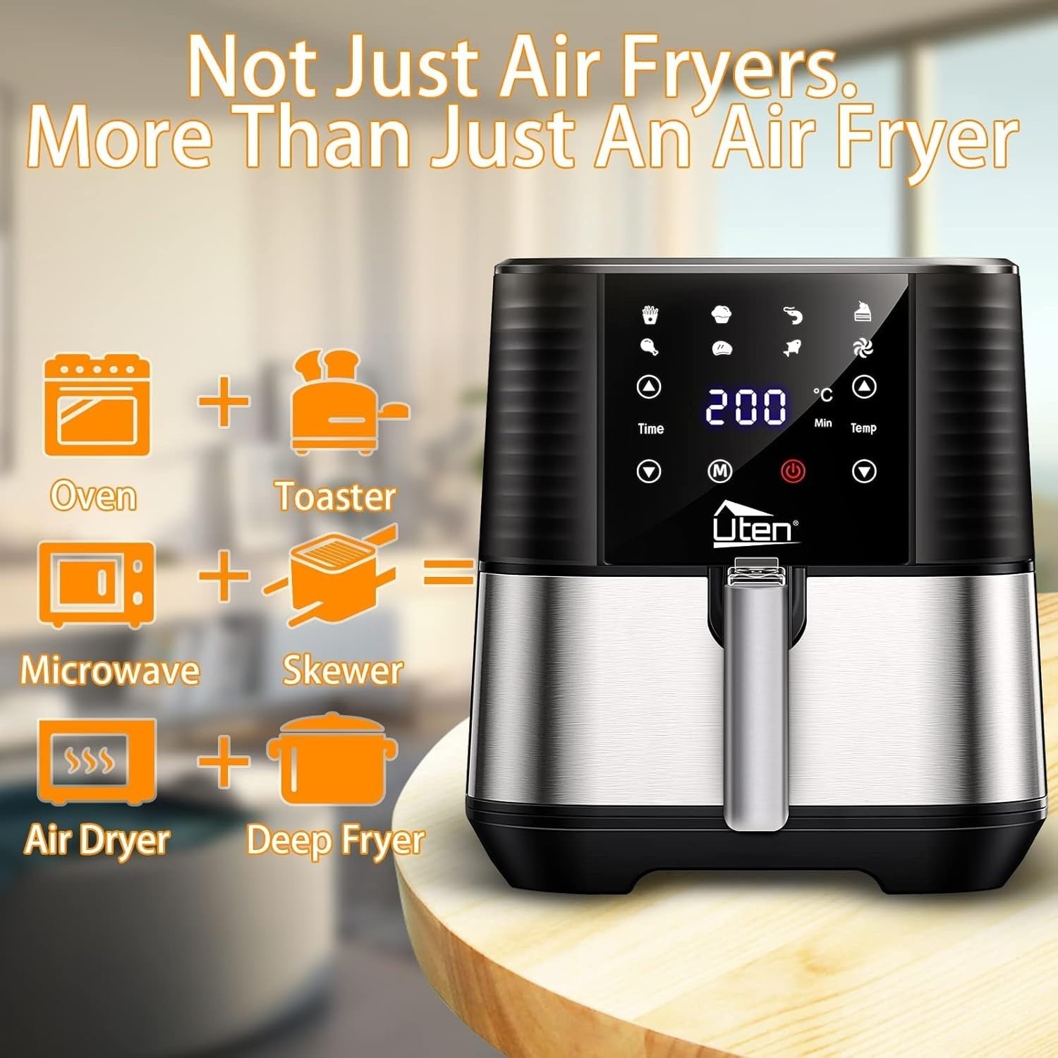 Air Fryer 5.5L 1700W Digital Display Oil-Free Healthy Cooking Bake Grill Roast