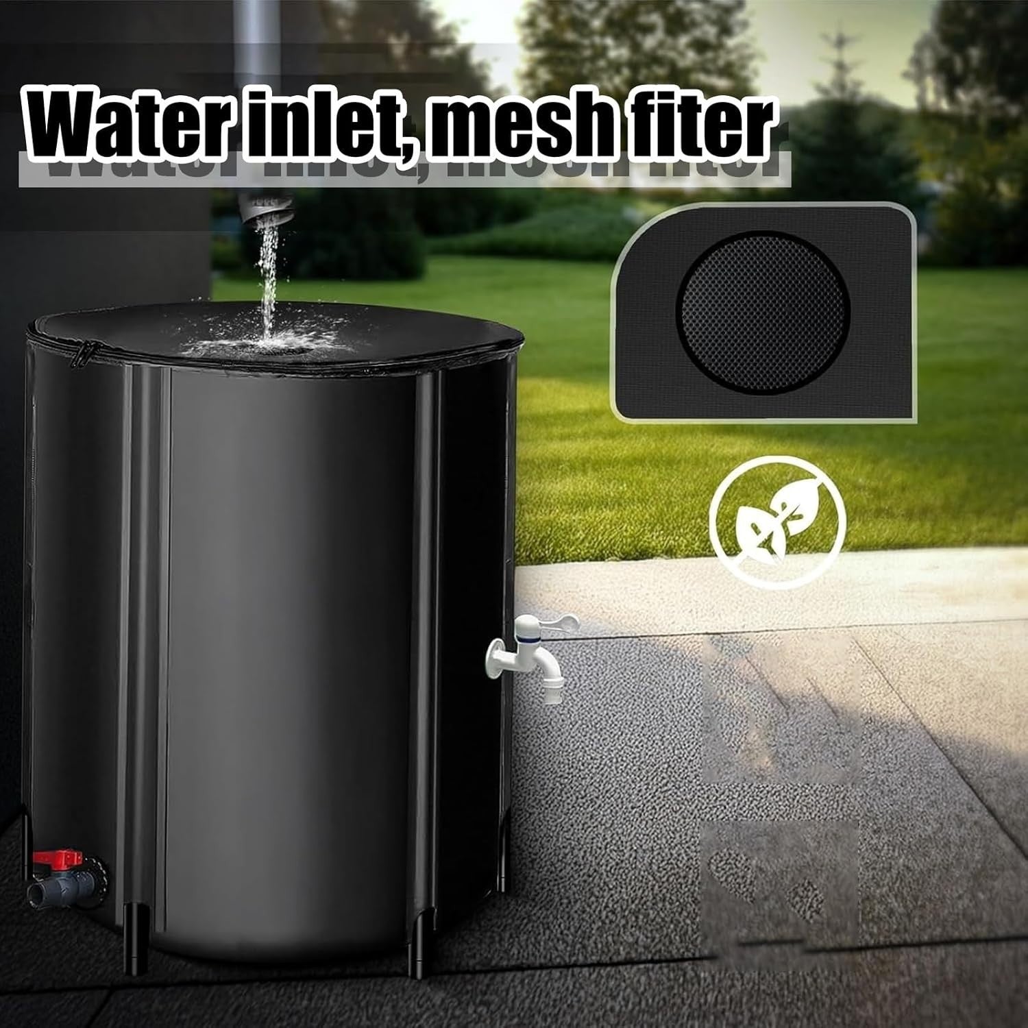 50L Foldable Rainwater Collection Tank, Portable Garden Water Butt, PVC