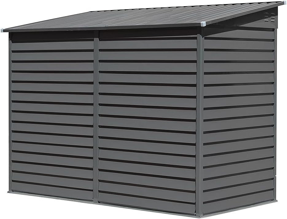 Large Outdoor Garden Shed Metal Storage L144xW270xH202cm Black