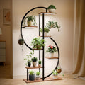 7 Tier Metal Plant Stand S Shape Tall Indoor Outdoor Flower Shelf with Lights