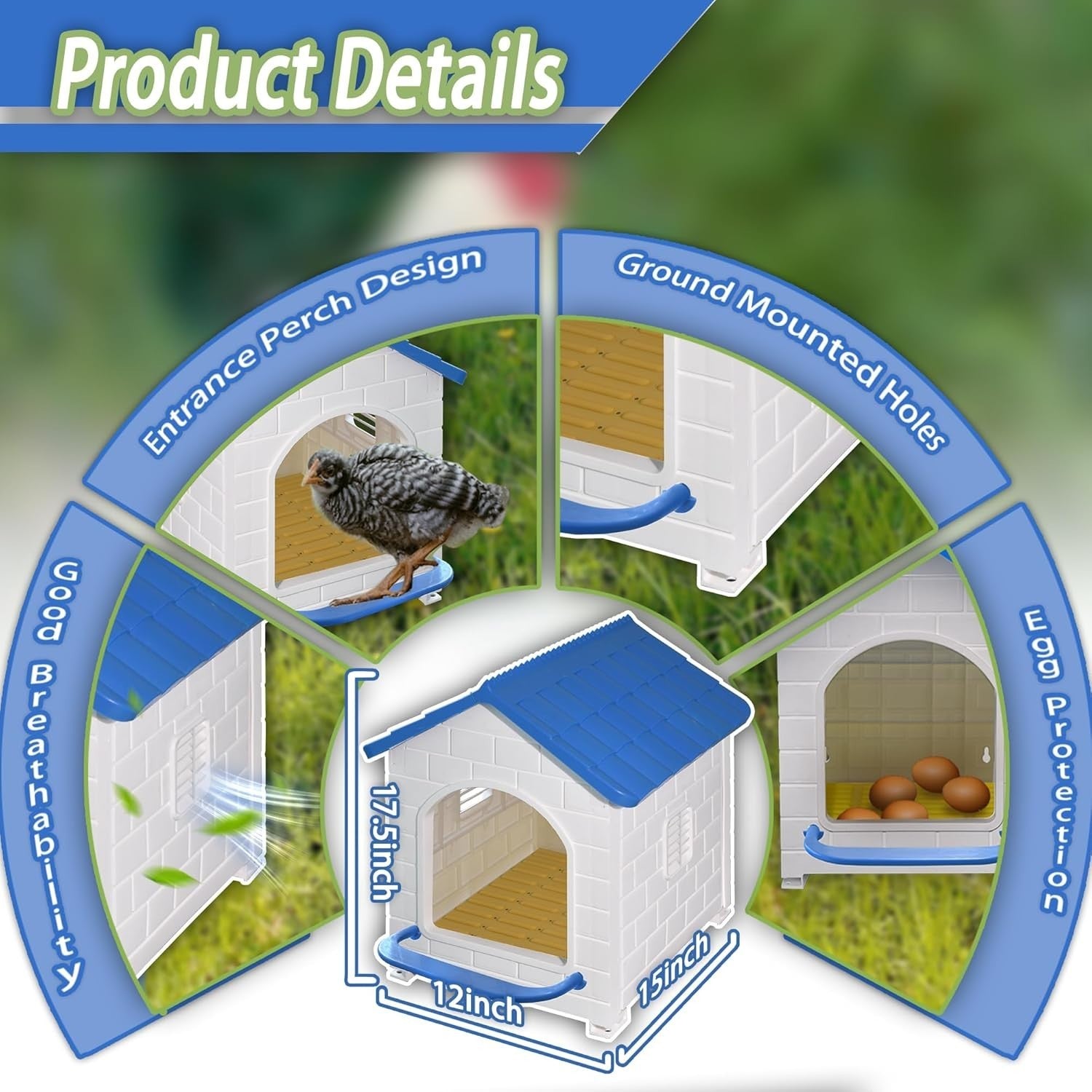 Large Plastic Chicken Nesting Box 1 Pack Easy Clean Wall Mounted