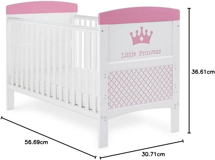 Convertible Cot Bed with Adjustable Height Toddler Bed 140x70cm White Pink