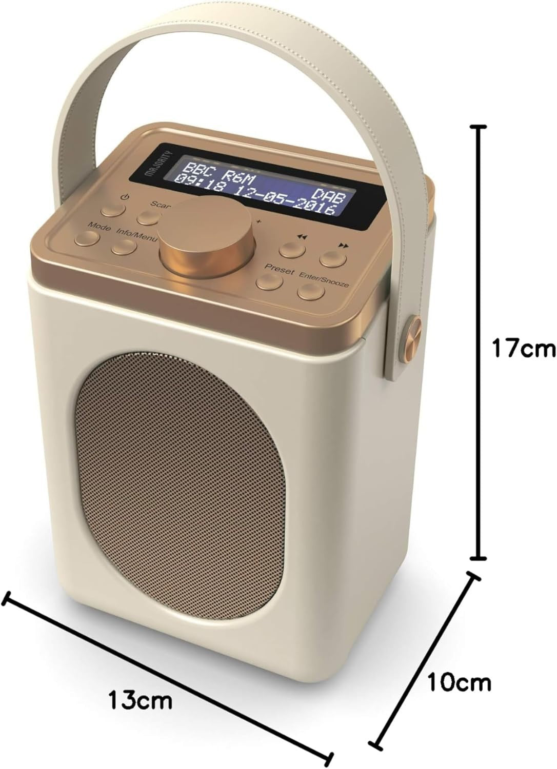 Portable DAB+ FM Radio Bluetooth | 15H Battery | Dual Alarm Cream