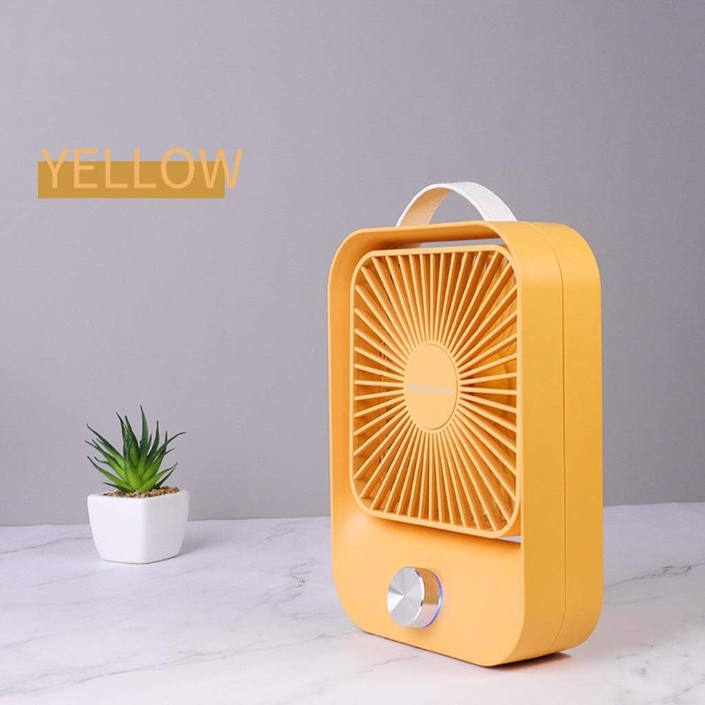 USB Handheld Desk Fan 60° Rotating Silent Mini Portable Fan Rechargeable Yellow