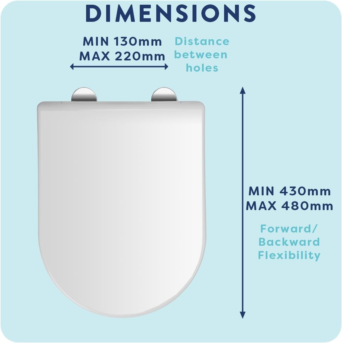 D-Shape Toilet Seat Soft Close Quick Release Antibacterial Durable White