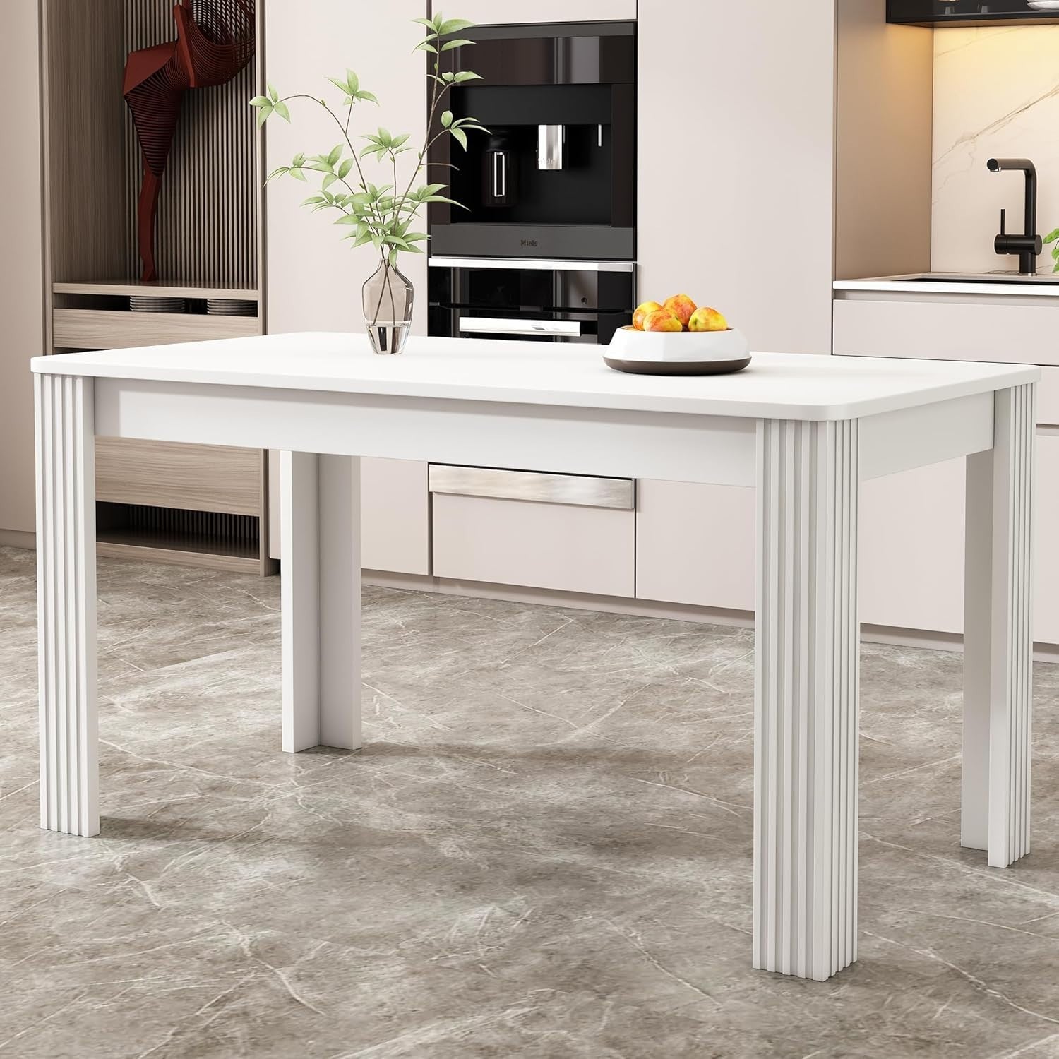 Modern White MDF Dining Table 4 Seater Kitchen Café Table 116cm Sturdy