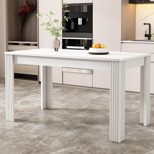 Modern White MDF Dining Table 4 Seater Kitchen Café Table 116cm Sturdy
