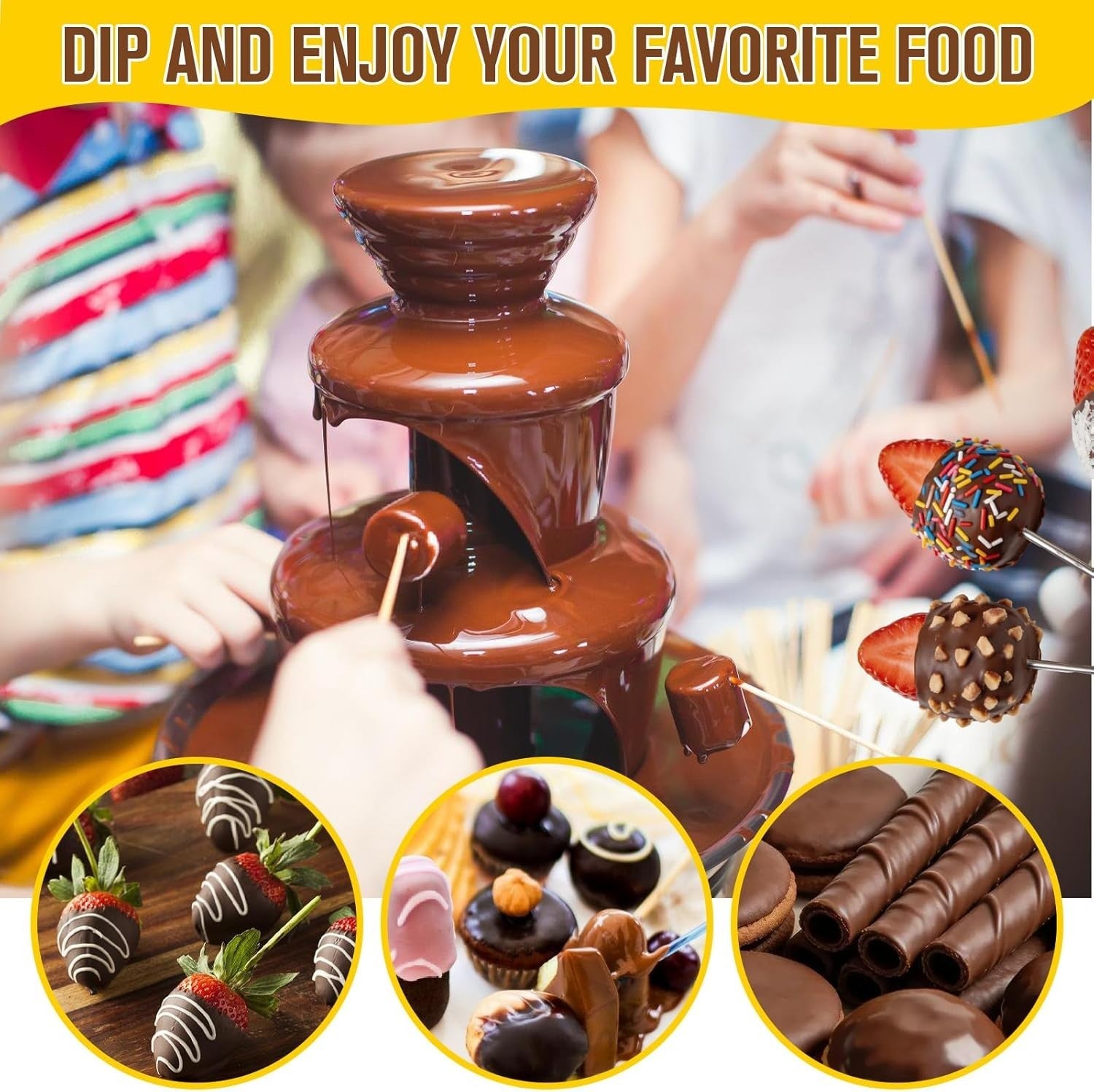 4 Tier Chocolate Fountain Machine Electric Fondue Melter Party 220V