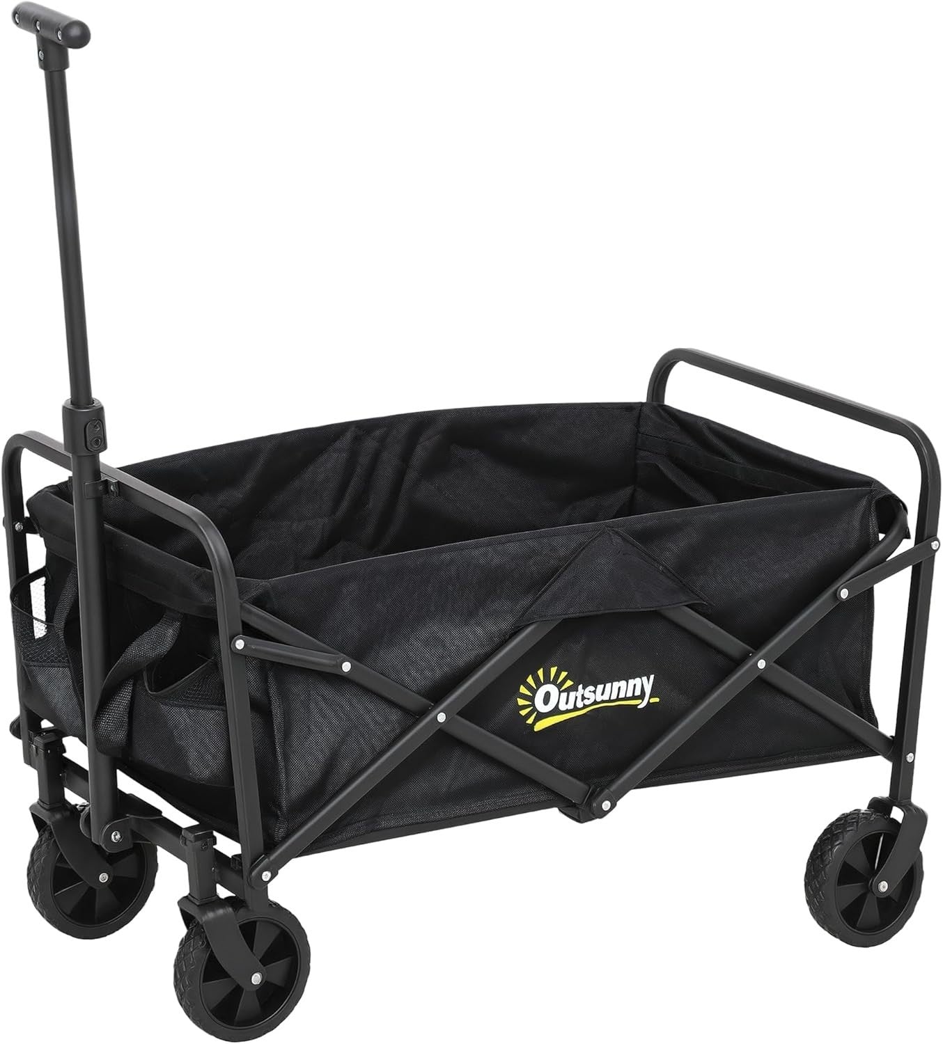 Black Folding Festival Trolley 62L Heavy Duty Garden Camping Beach Wagon 120kg